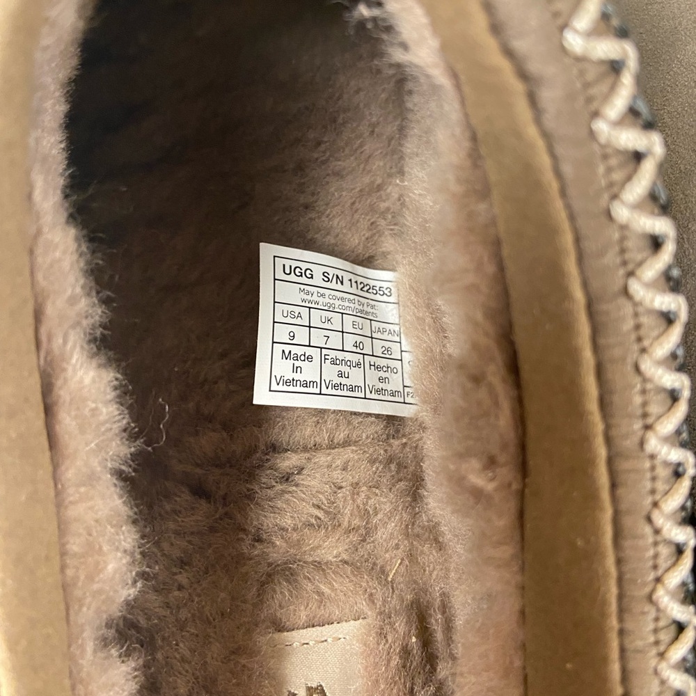 UGG Tazz Platform Slippers Womens 9 Driftwood Taupe Suede Plush Lined Shoes - Picture 11 of 14